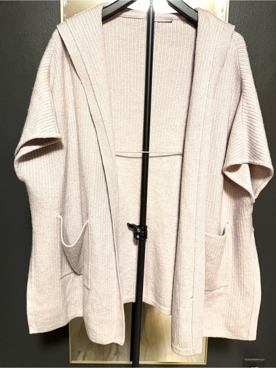 Tart Jackets & Blazers - TART Hooded Open-Front Ribbed Knit Cardigan / Poncho